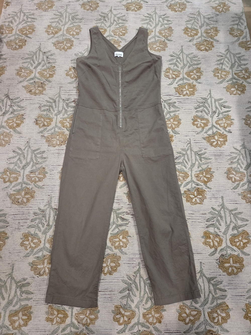 DU/ER Women's Olive Utility Jumpsuit with Front Zip Size XL